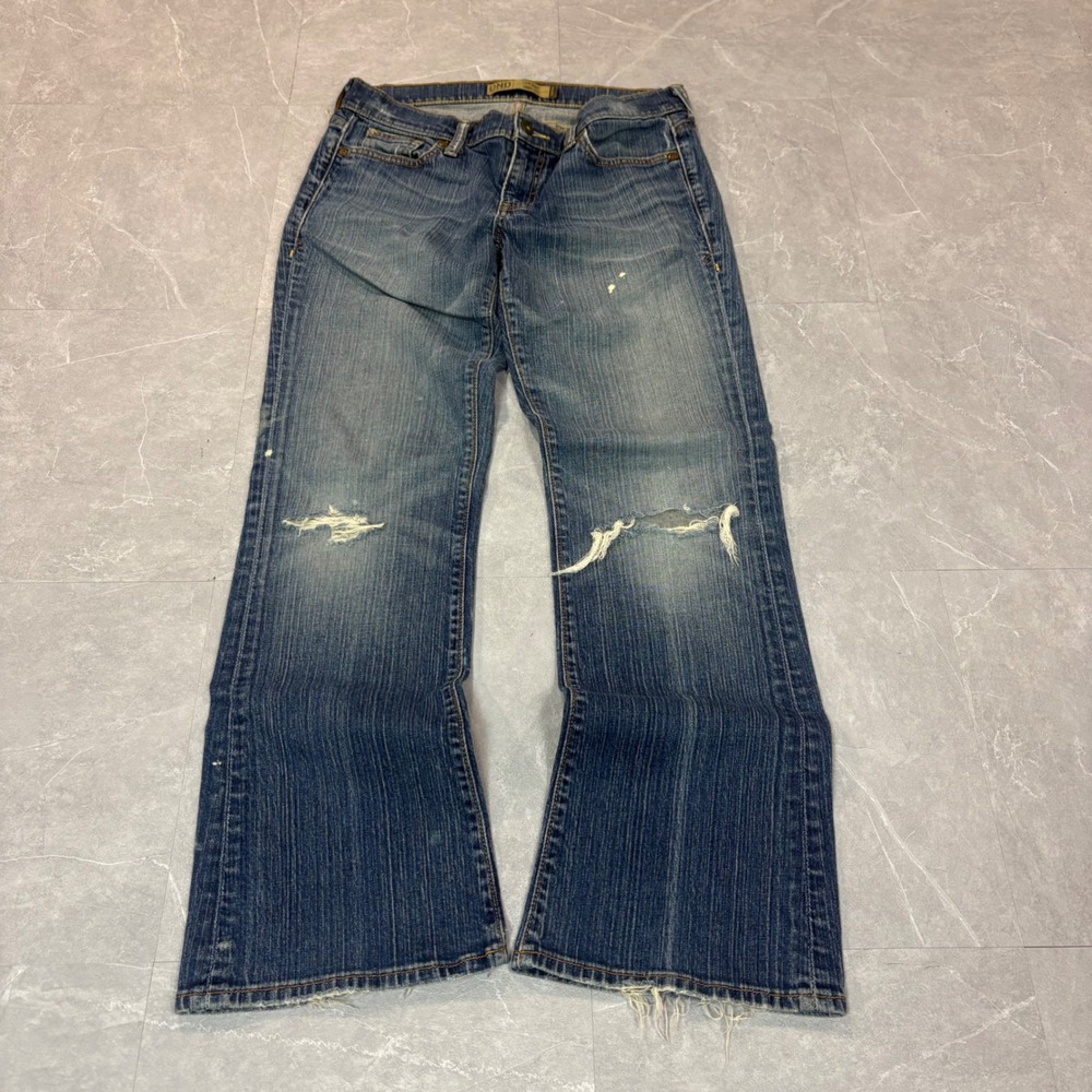 Old Navy OND Low Waist Boot-Cut Distressed Jeans Medium Wash Womens 8 Regular